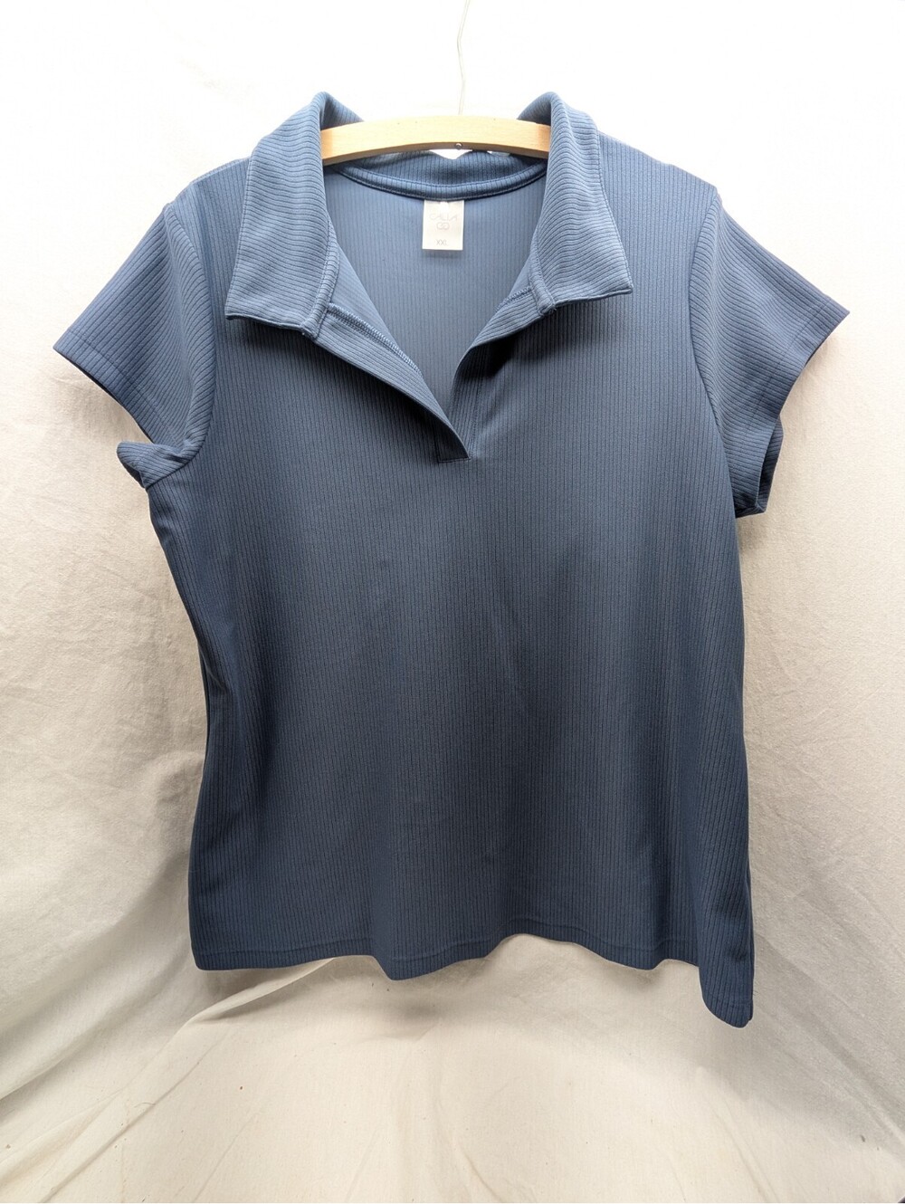 CALIA Golf Women's Ribbed Johnny Collar Polo blue XXL